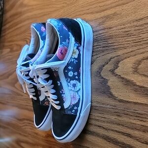 Lace Up Floral Vans - Women's Size 8